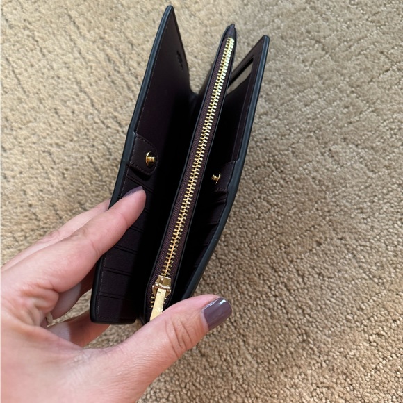 Coach Slip Zip Wallet. NWOT. Black with gold zipper. - Picture 4 of 11